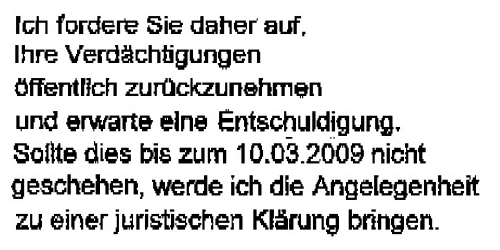 Unmissverständliche Botschaft Brief