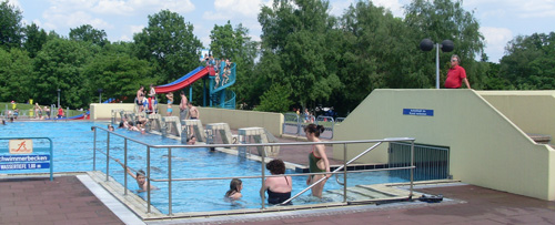 Blaue Becken, rote Zahlen Postkarte